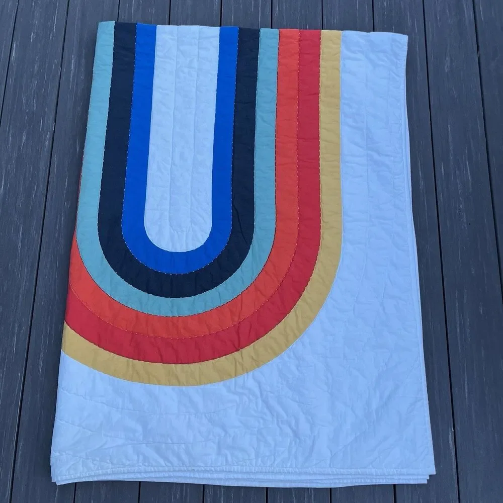Crate & Barrel Kids Dynamic Trail Twin Quilt Comforter 100% Organic Cotton 66x86
